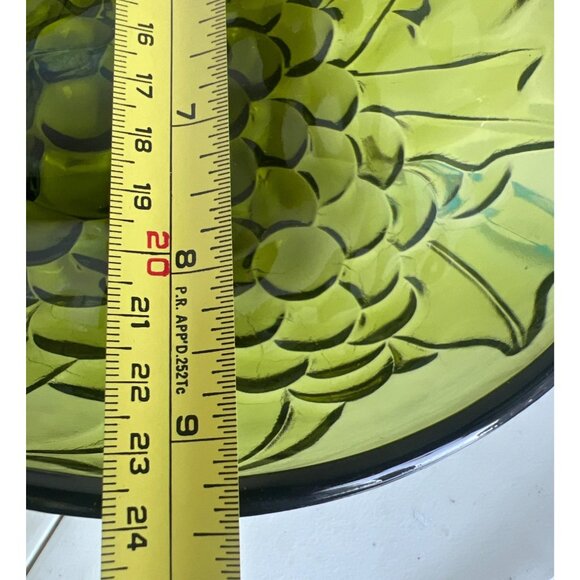 Vtg Green Indiana Glass Grape & Leaf Decorative Bowl Plate With Stem Handle READ - Picture 11 of 11